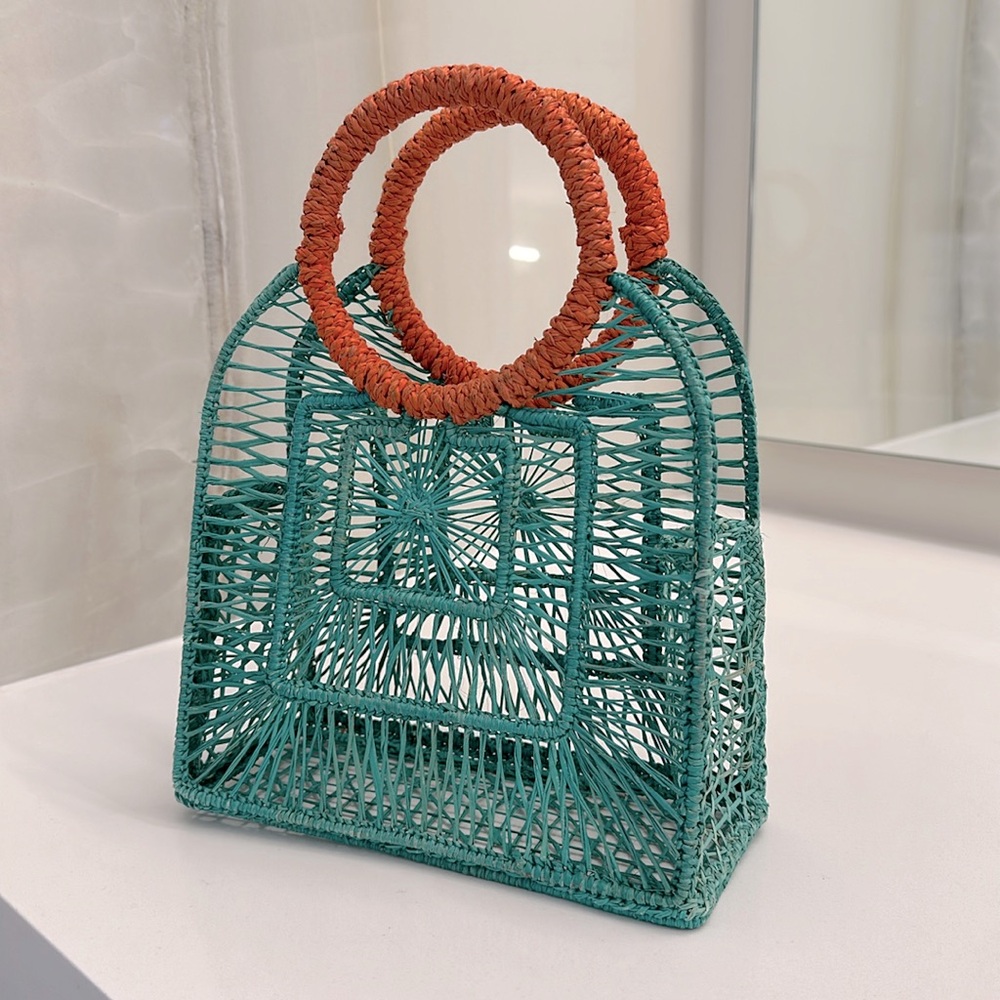 Apaya handbag - turquoise with orange handle
